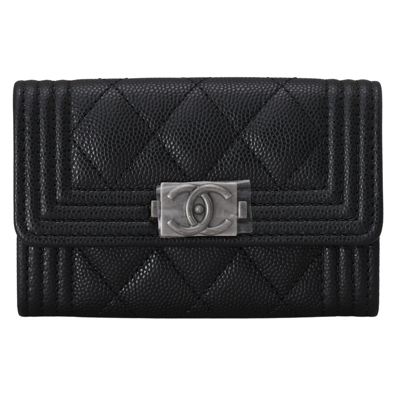 CHANEL(USED)샤넬 캐비어 보이샤넬 플랩 카드지갑