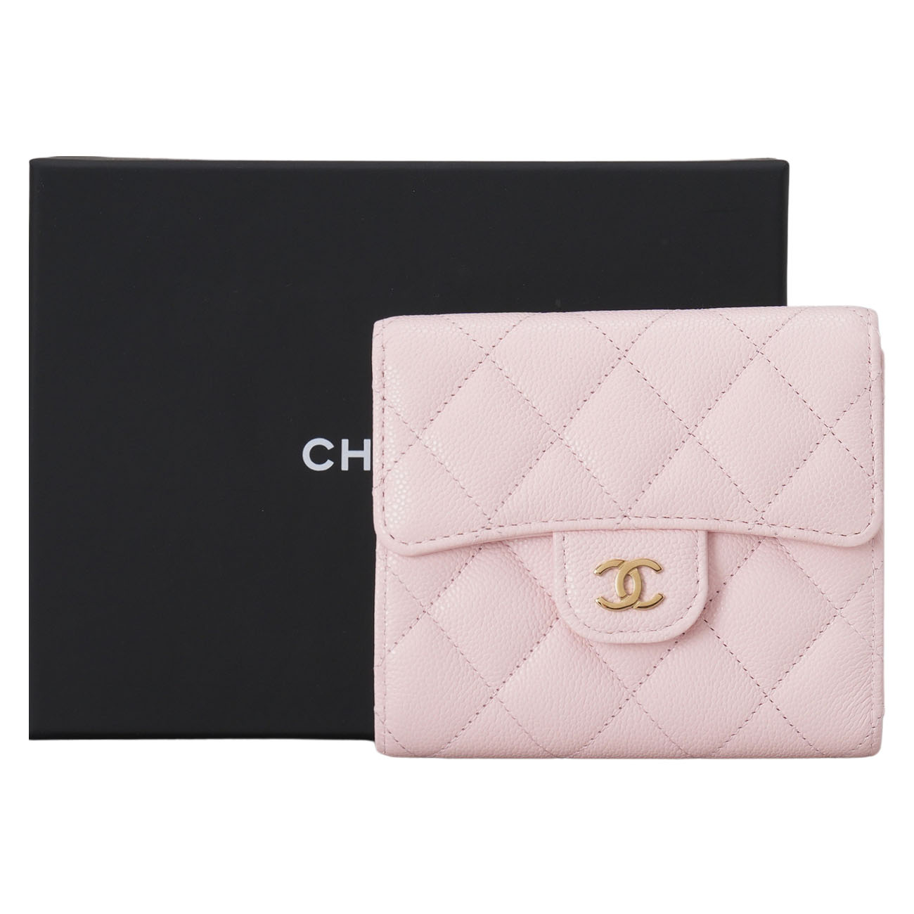 CHANEL(USED)샤넬 캐비어 클래식 반지갑 핑크