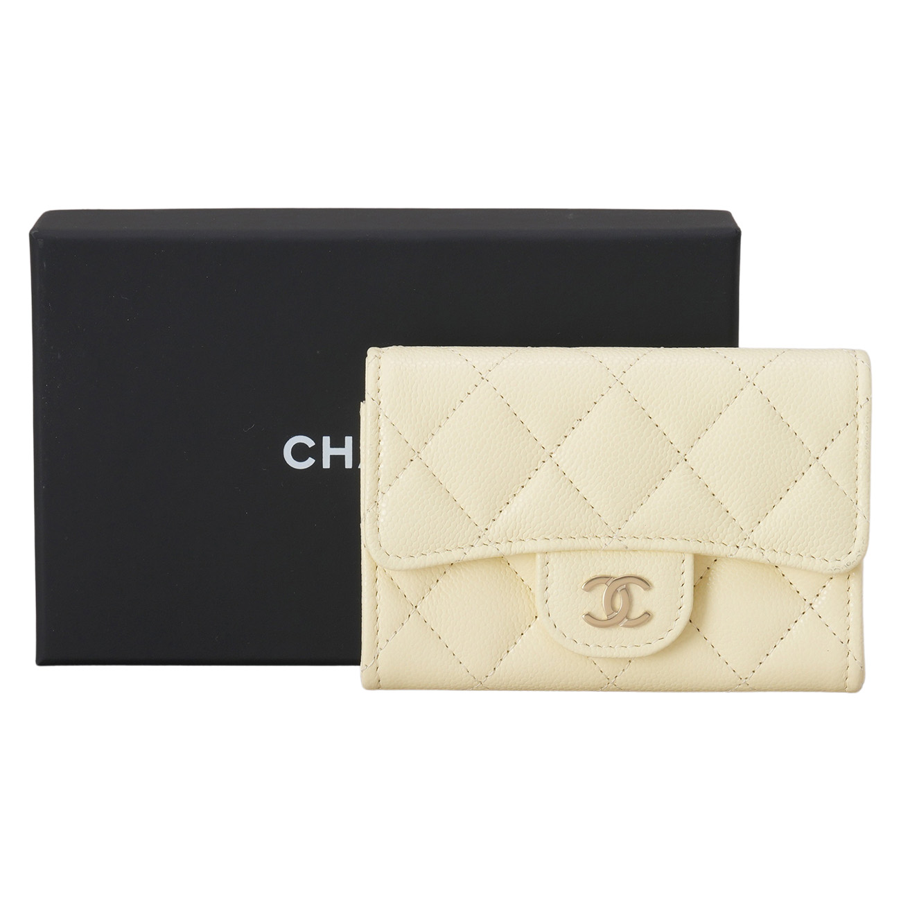 CHANEL(USED)샤넬 캐비어 클래식 카드지갑 옐로우