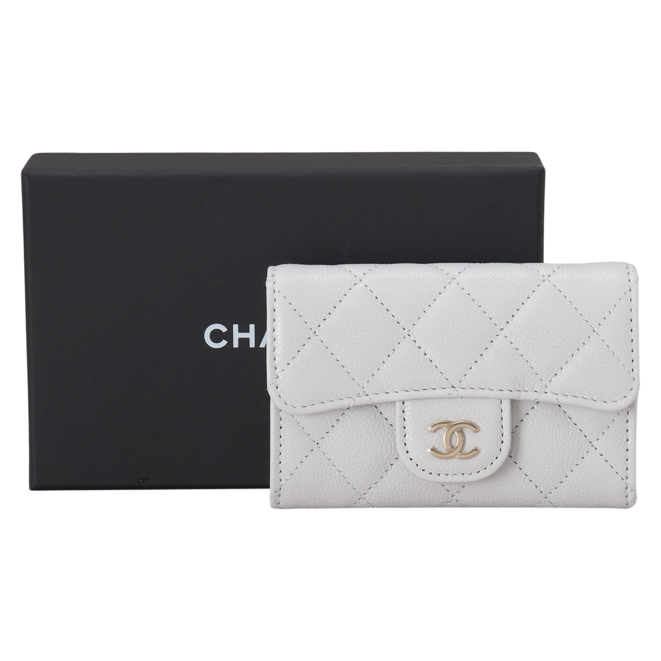 CHANEL(USED)샤넬 캐비어 클래식 카드지갑 그레이