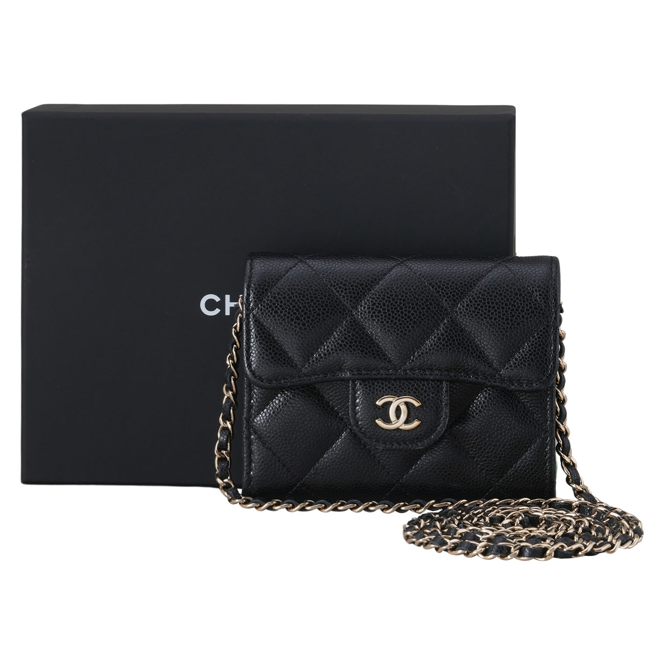 CHANEL(USED)샤넬 AP0238 캐비어 체인 카드지갑