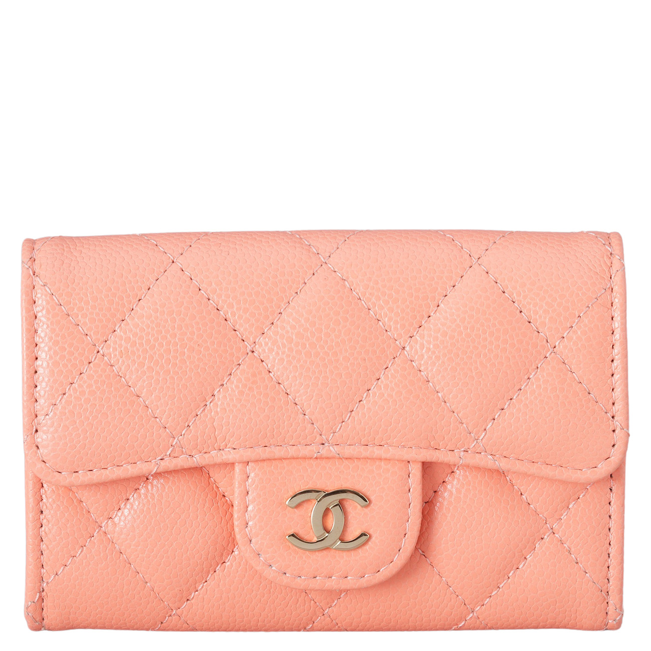 CHANEL(USED)샤넬 캐비어 클래식 카드지갑 오렌지