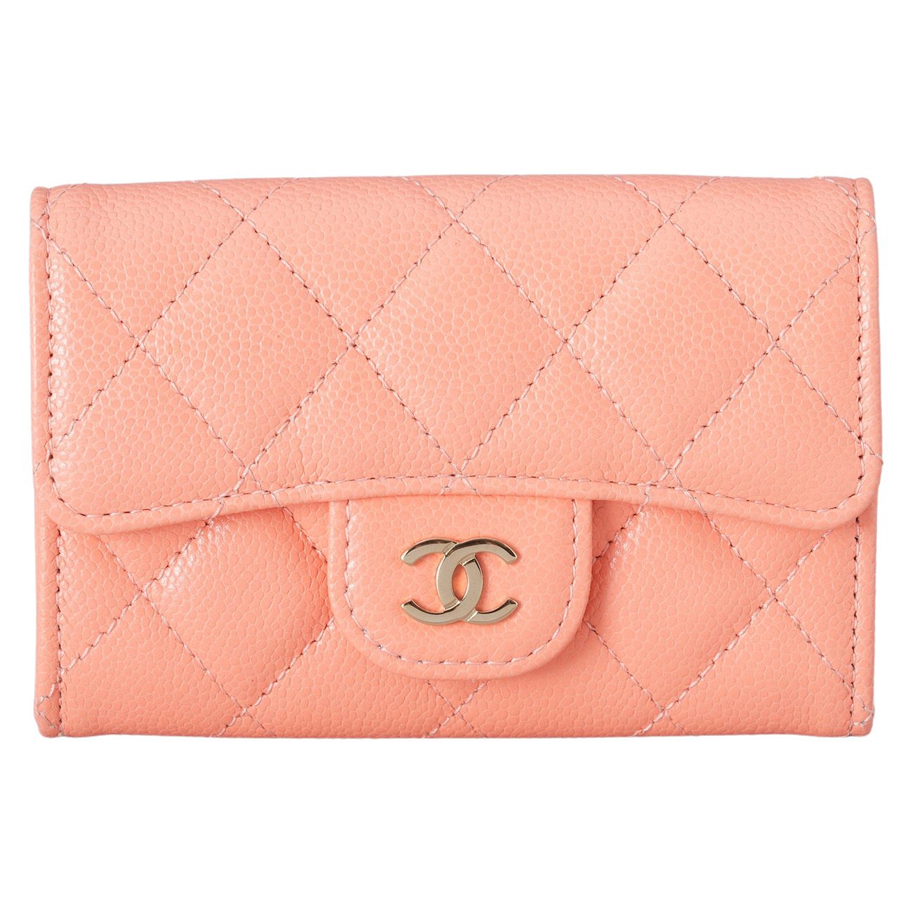 CHANEL(USED)샤넬 캐비어 클래식 카드지갑 오렌지