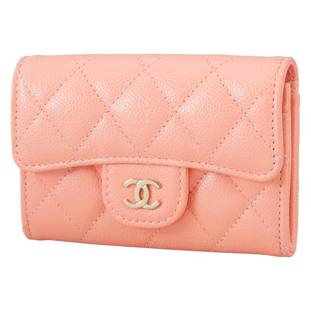 CHANEL(USED)샤넬 캐비어 클래식 카드지갑 오렌지