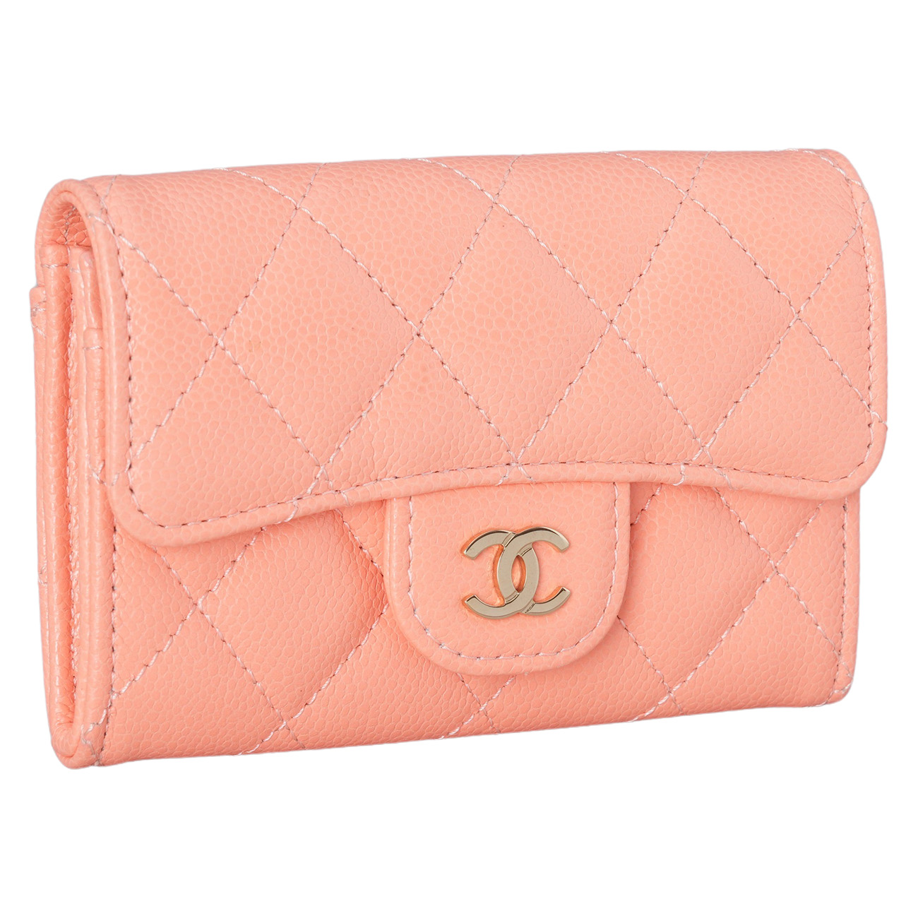 CHANEL(USED)샤넬 캐비어 클래식 카드지갑 오렌지