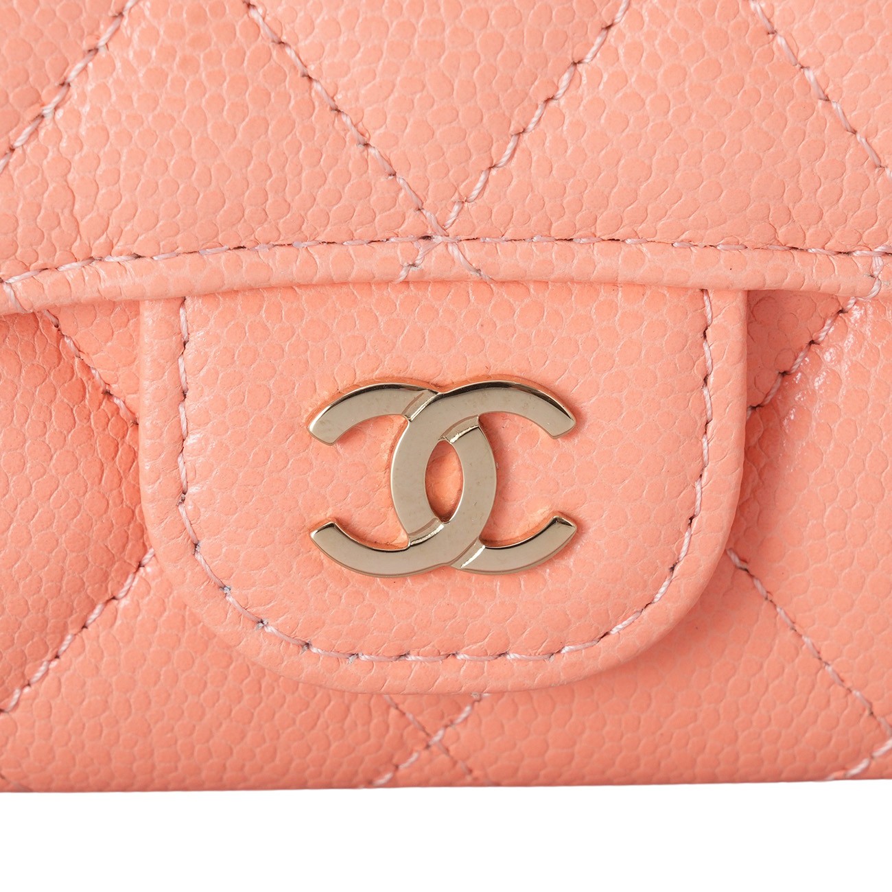 CHANEL(USED)샤넬 캐비어 클래식 카드지갑 오렌지