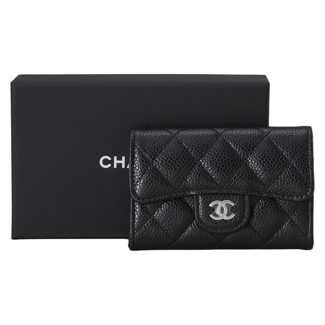 CHANEL(USED)샤넬 캐비어 클래식 카드지갑 은장