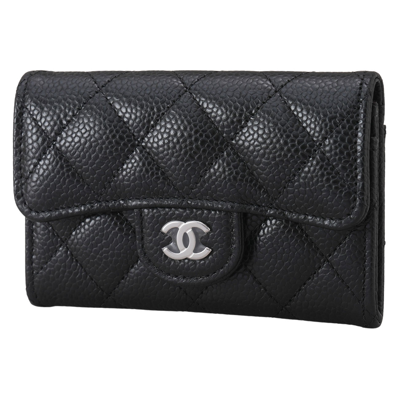 CHANEL(USED)샤넬 캐비어 클래식 카드지갑 은장