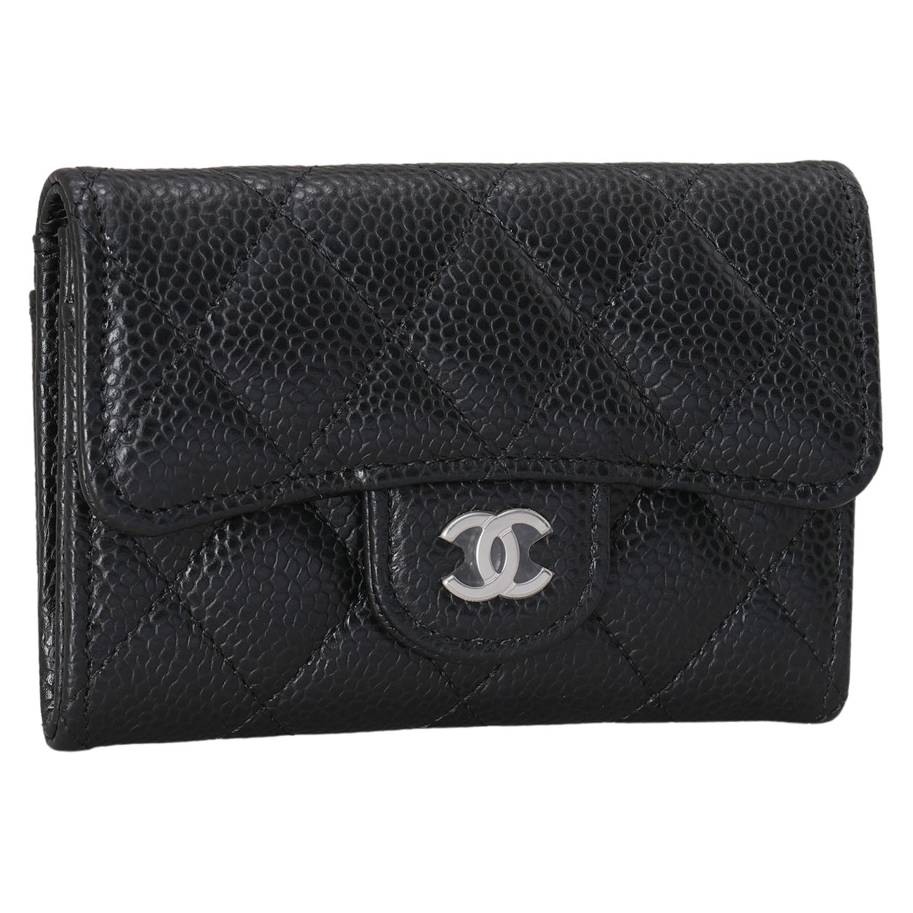 CHANEL(USED)샤넬 캐비어 클래식 카드지갑 은장