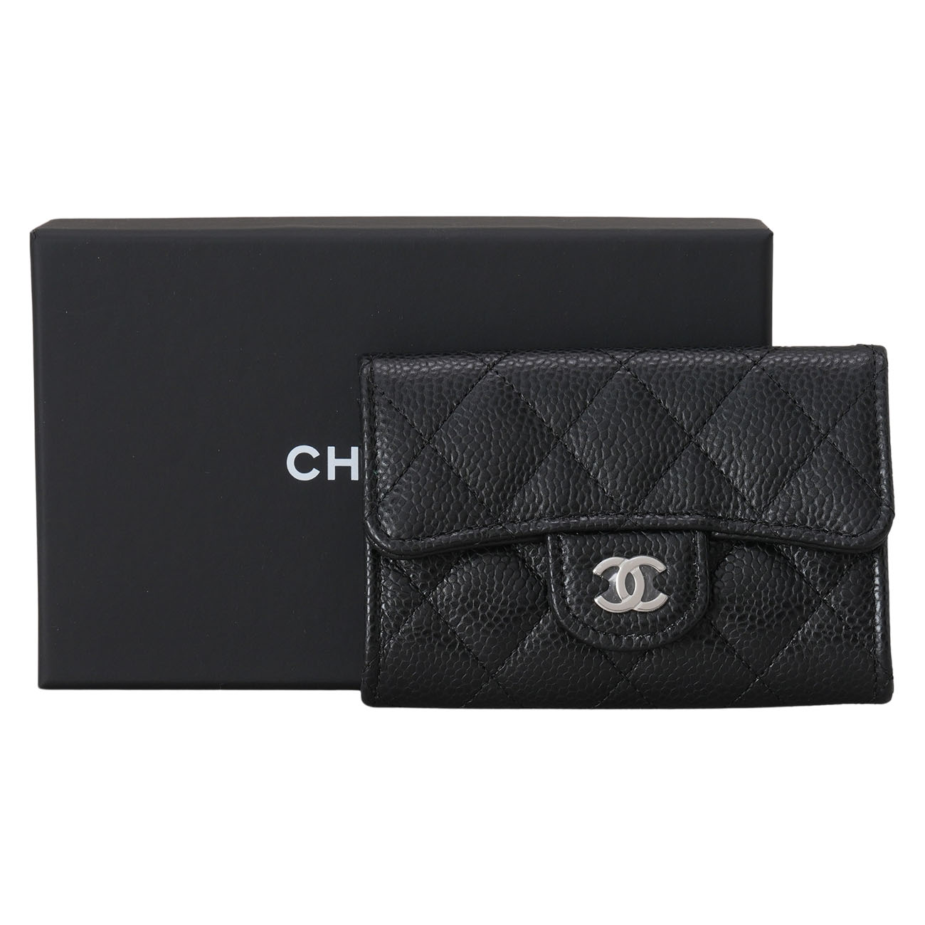 CHANEL(USED)샤넬 캐비어 클래식 카드지갑 은장
