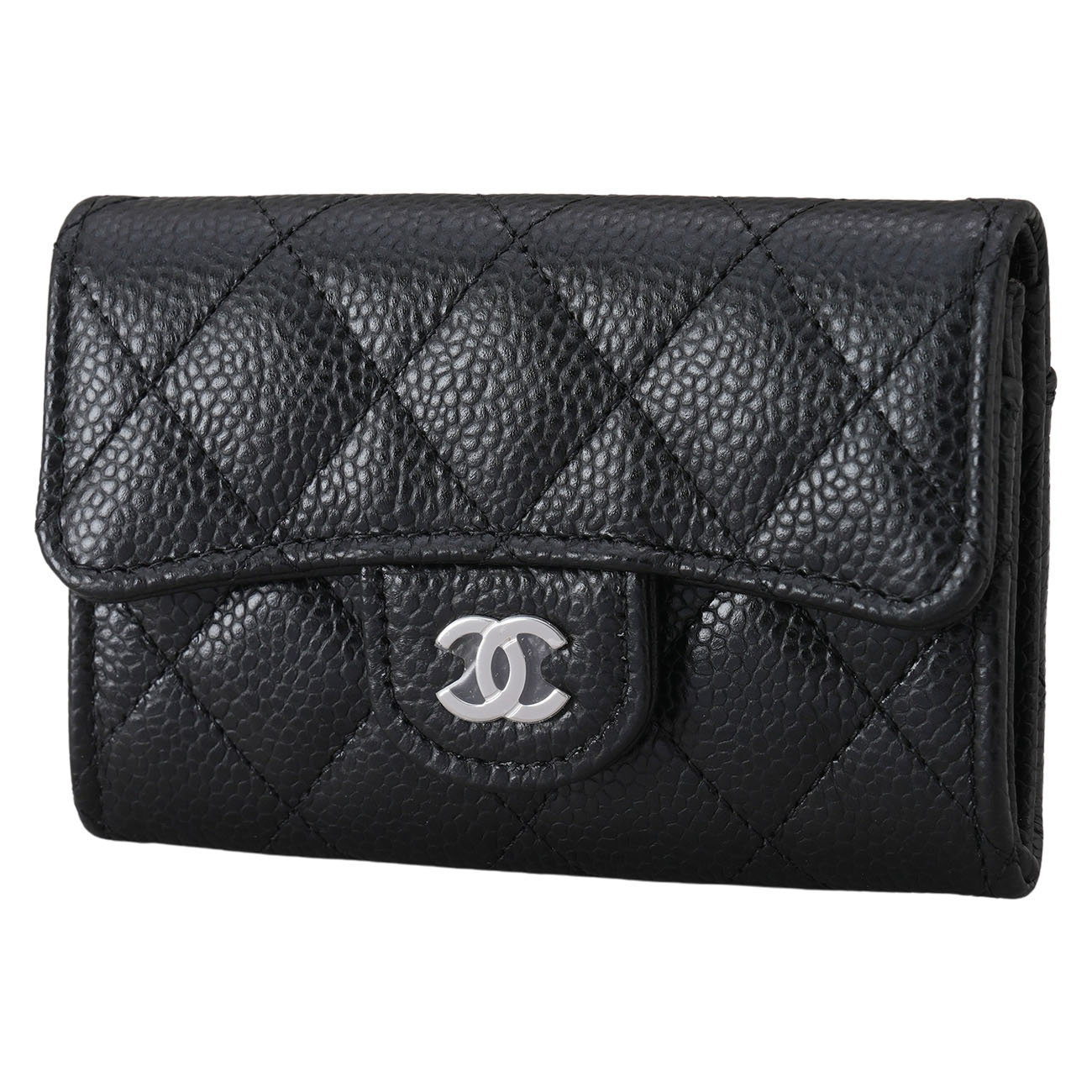 CHANEL(USED)샤넬 캐비어 클래식 카드지갑 은장