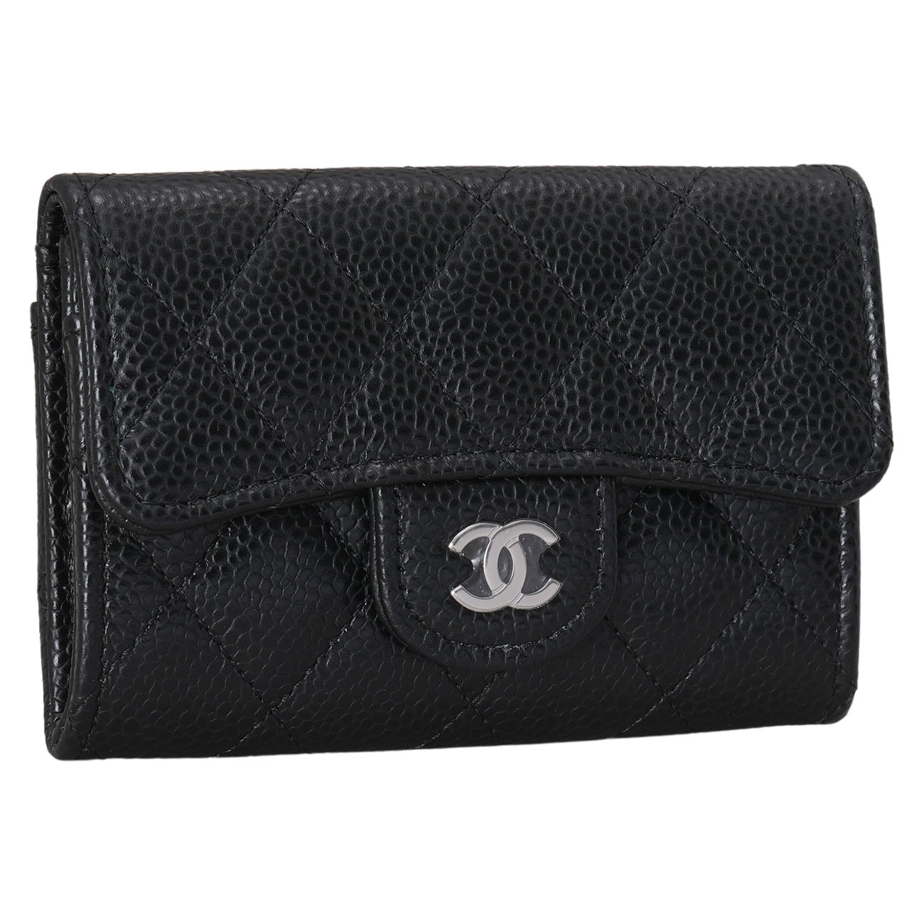 CHANEL(USED)샤넬 캐비어 클래식 카드지갑 은장