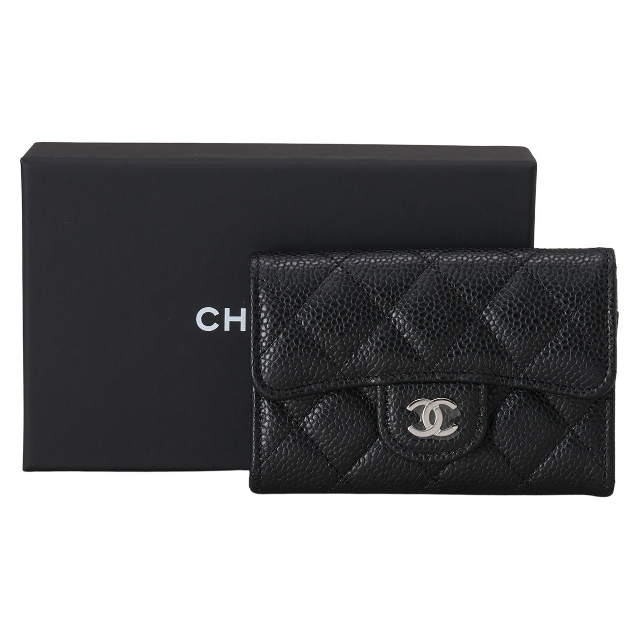CHANEL(USED)샤넬 캐비어 클래식 카드지갑 은장