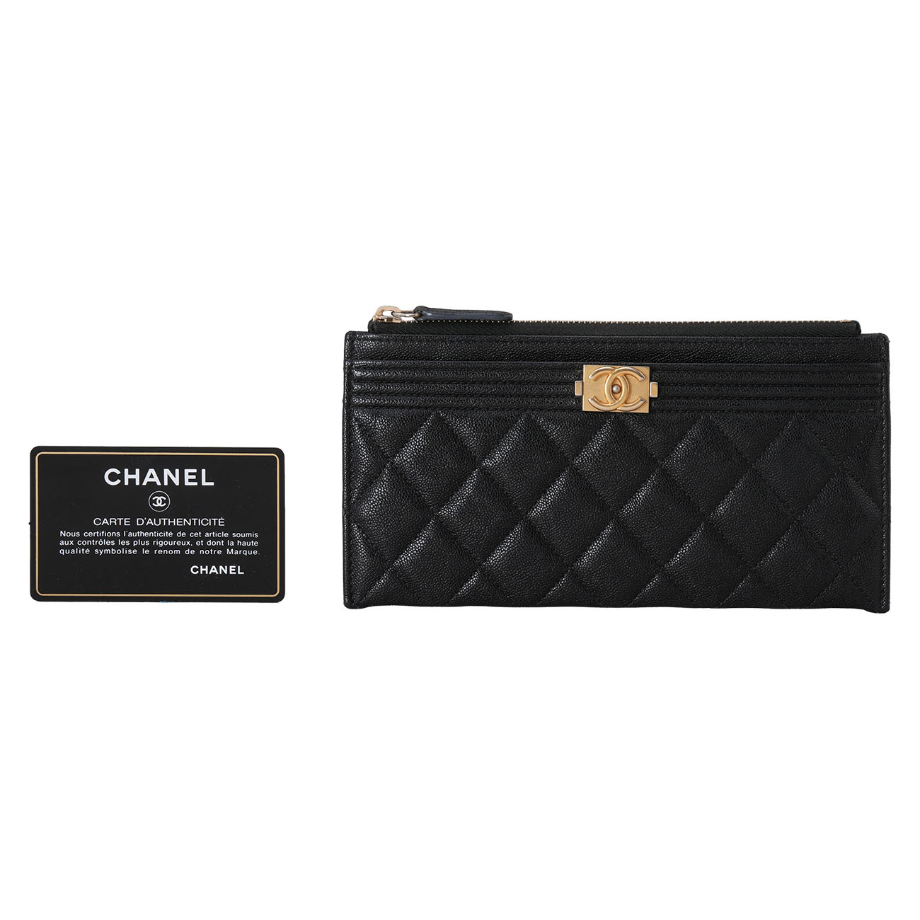 CHANEL(USED)샤넬 캐비어 보이샤넬 지퍼 장지갑