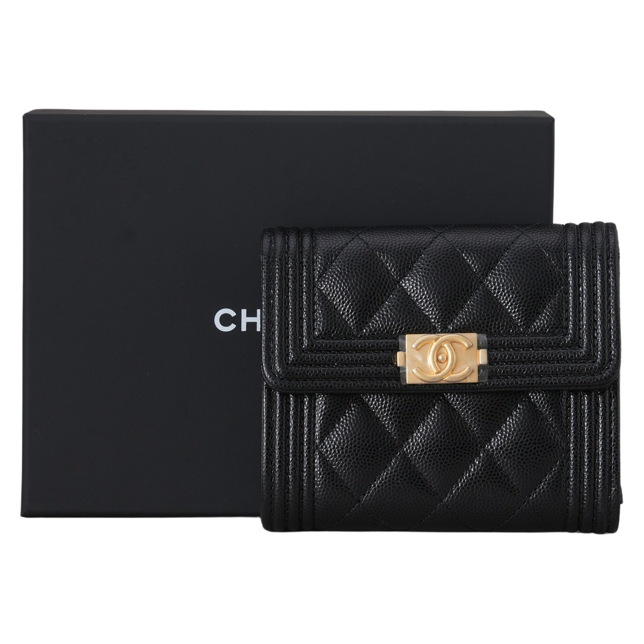 CHANEL(USED)샤넬 캐비어 보이 반지갑