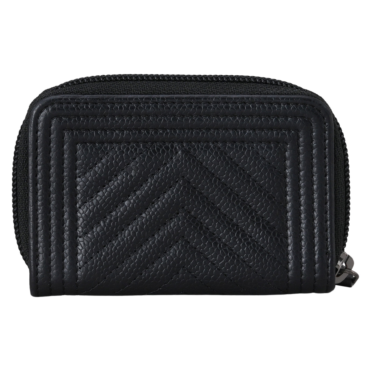 CHANEL(USED)샤넬 A80602 캐비어 보이샤넬 쉐브론 지퍼 카드지갑