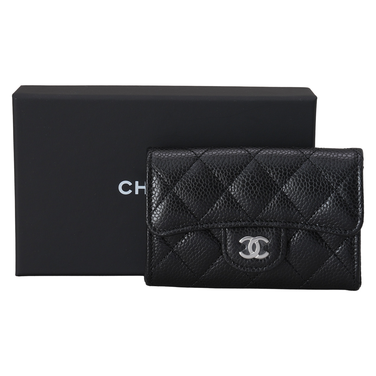 CHANEL(NEW)샤넬 캐비어 클래식 카드지갑 블랙은장