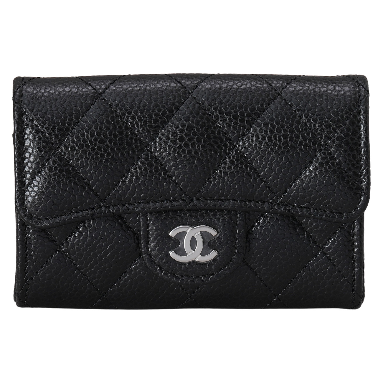 CHANEL(NEW)샤넬 캐비어 클래식 카드지갑 블랙은장