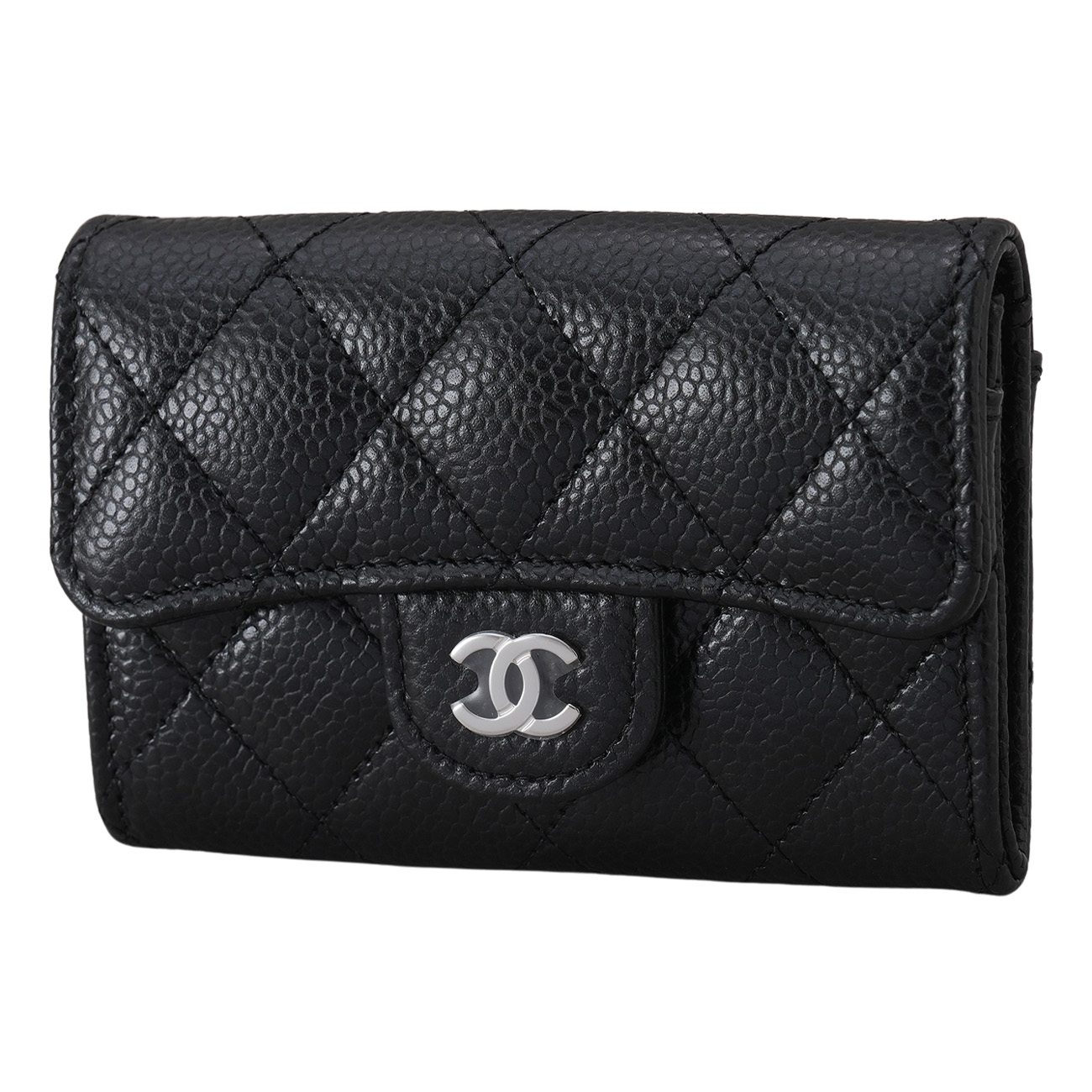 CHANEL(NEW)샤넬 캐비어 클래식 카드지갑 블랙은장
