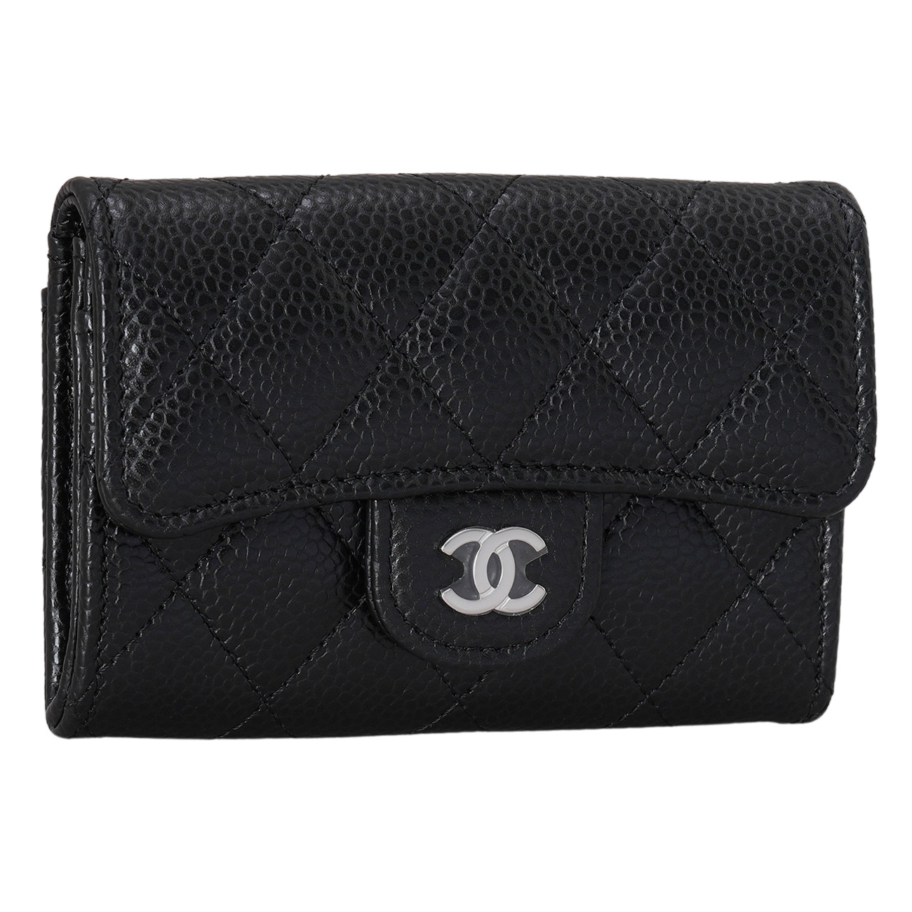 CHANEL(NEW)샤넬 캐비어 클래식 카드지갑 블랙은장