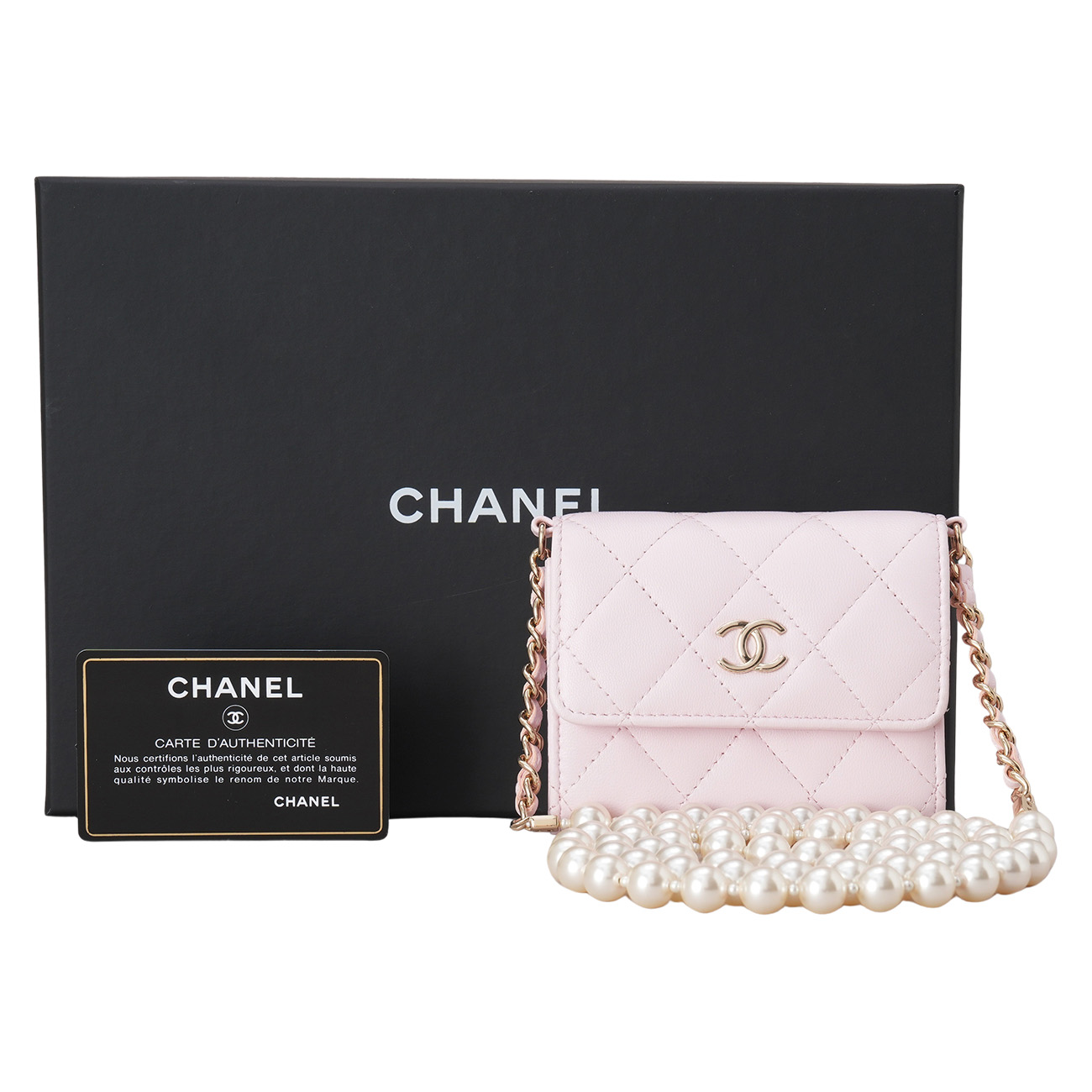 CHANEL(USED)샤넬 AP2583 진주 스트랩 월릿
