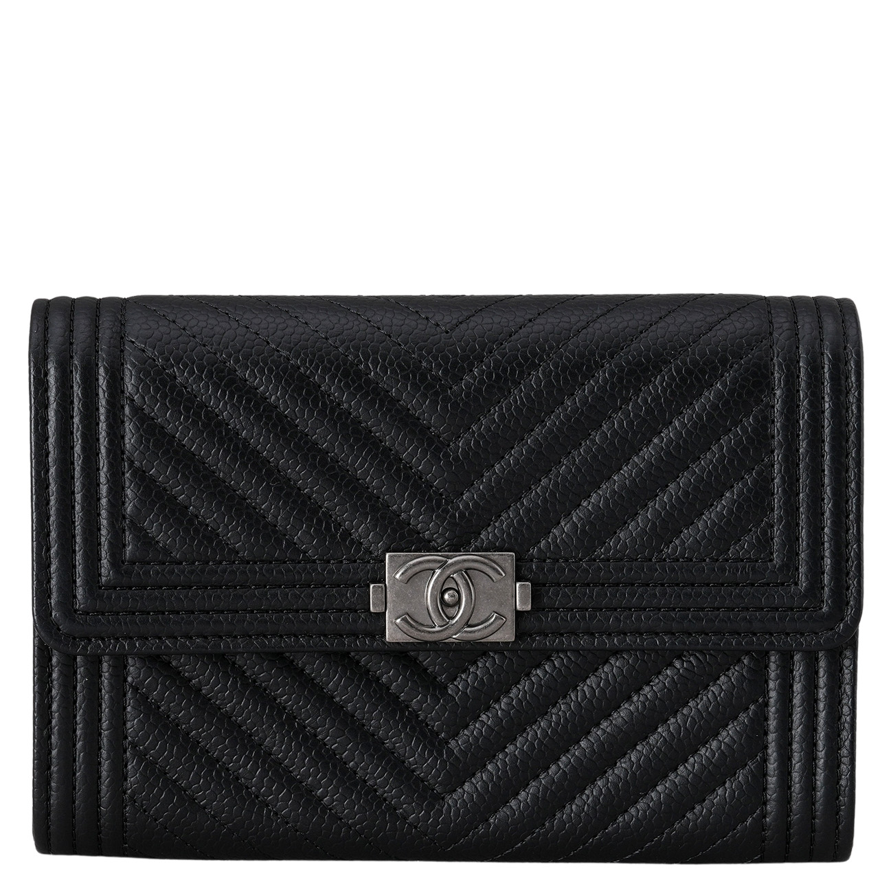 CHANEL(USED)샤넬 캐비어 보이샤넬 쉐브론 중지갑