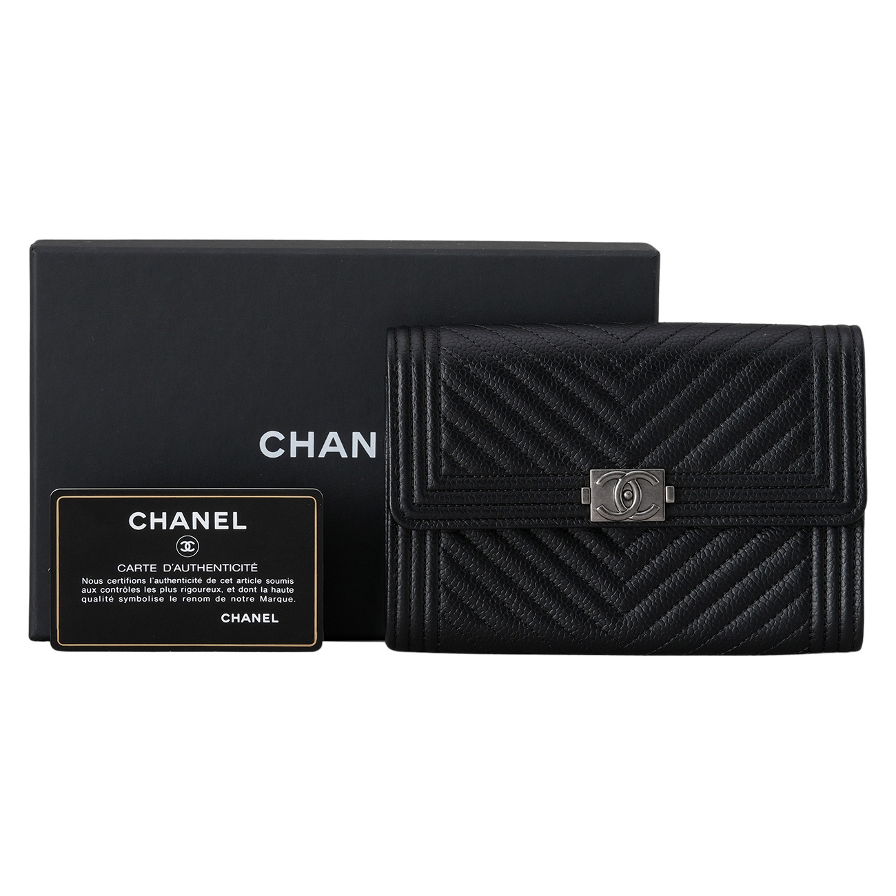 CHANEL(USED)샤넬 캐비어 보이샤넬 쉐브론 중지갑