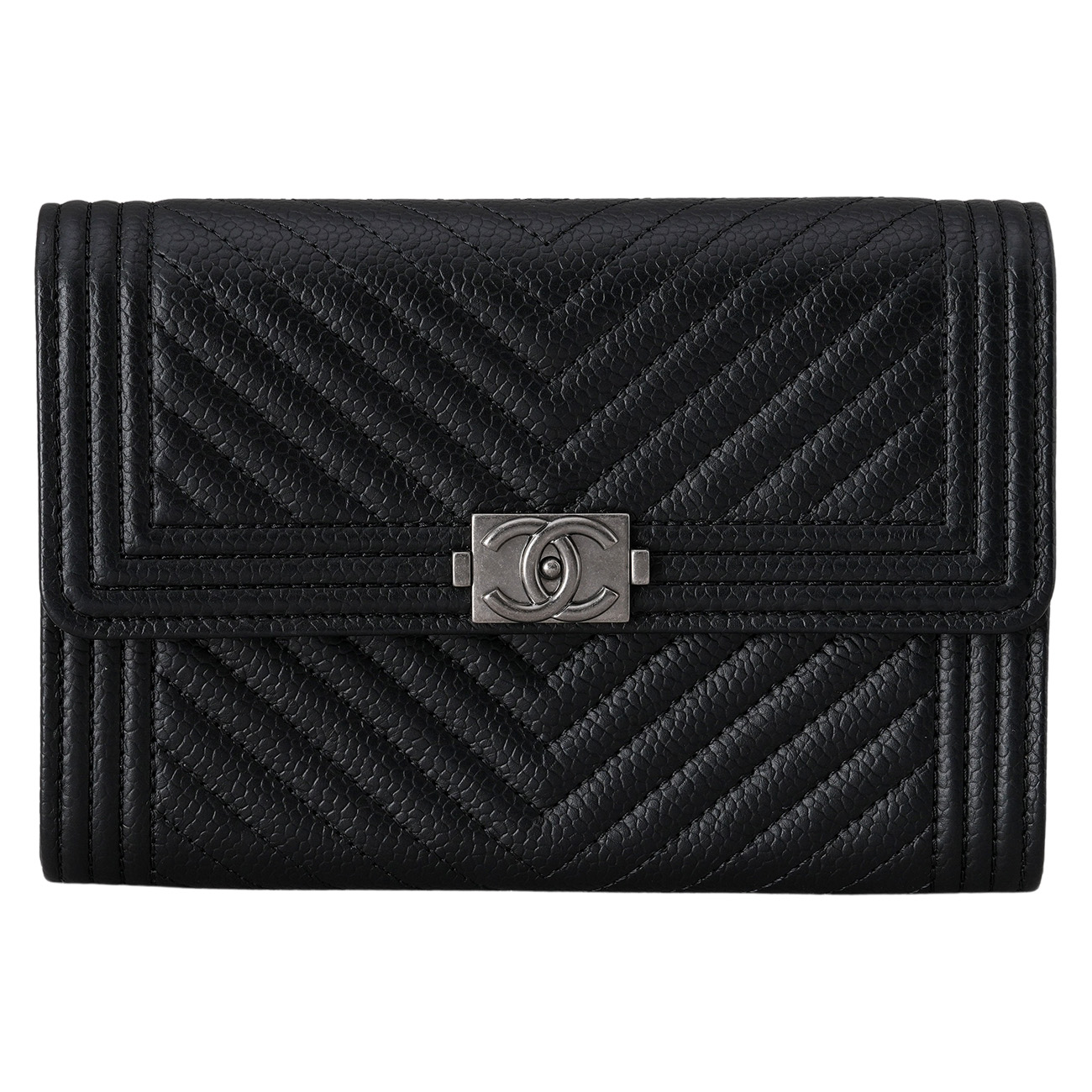 CHANEL(USED)샤넬 캐비어 보이샤넬 쉐브론 중지갑