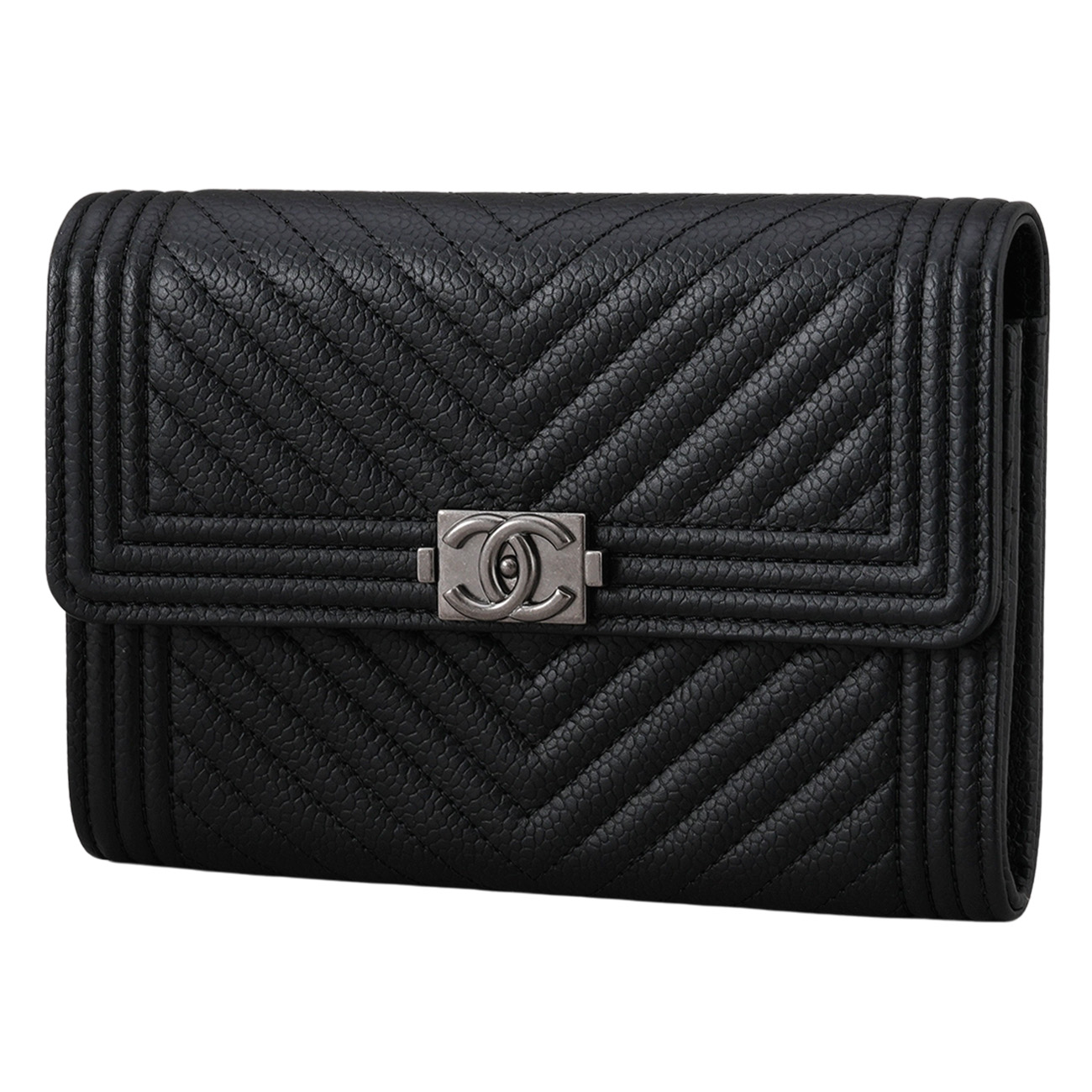 CHANEL(USED)샤넬 캐비어 보이샤넬 쉐브론 중지갑