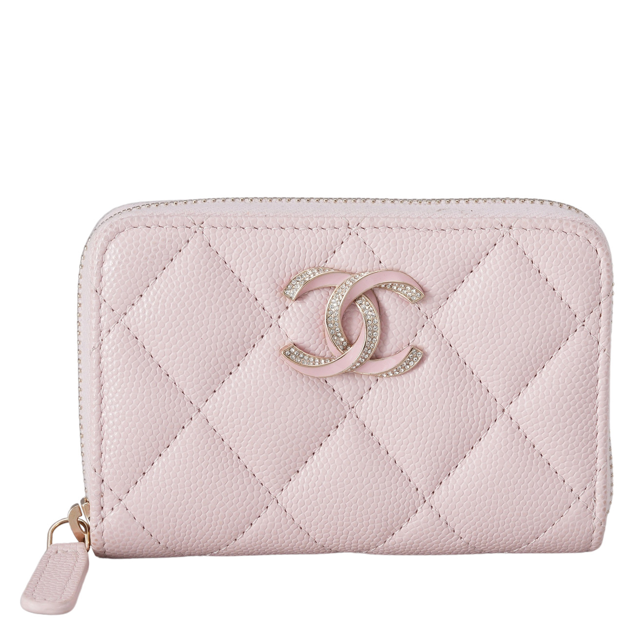 CHANEL(USED)샤넬 캐비어 시즌 CC로고 지퍼 카드지갑