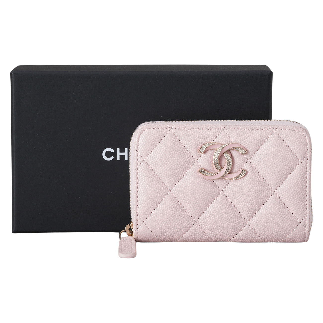 CHANEL(USED)샤넬 캐비어 시즌 CC로고 지퍼 카드지갑
