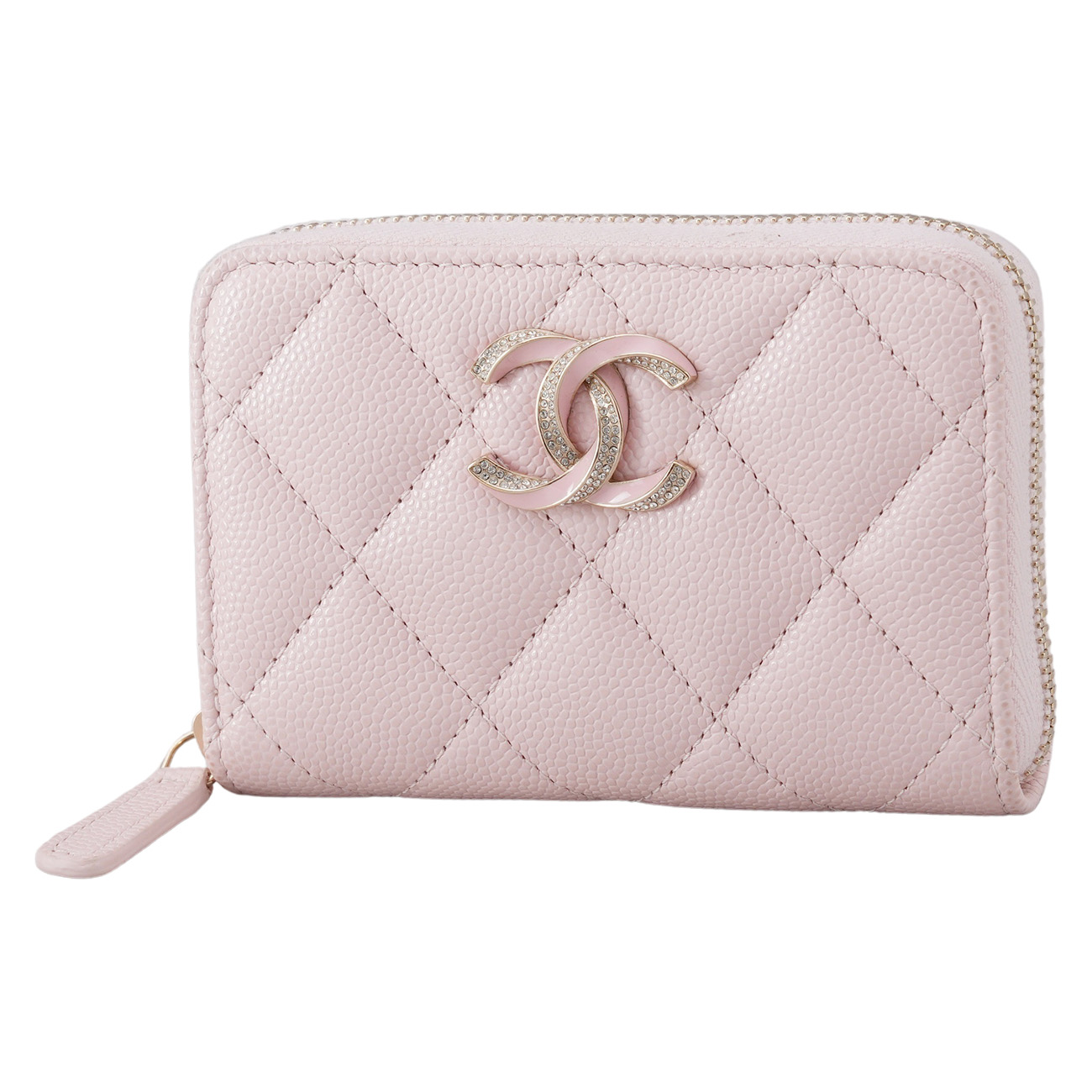 CHANEL(USED)샤넬 캐비어 시즌 CC로고 지퍼 카드지갑