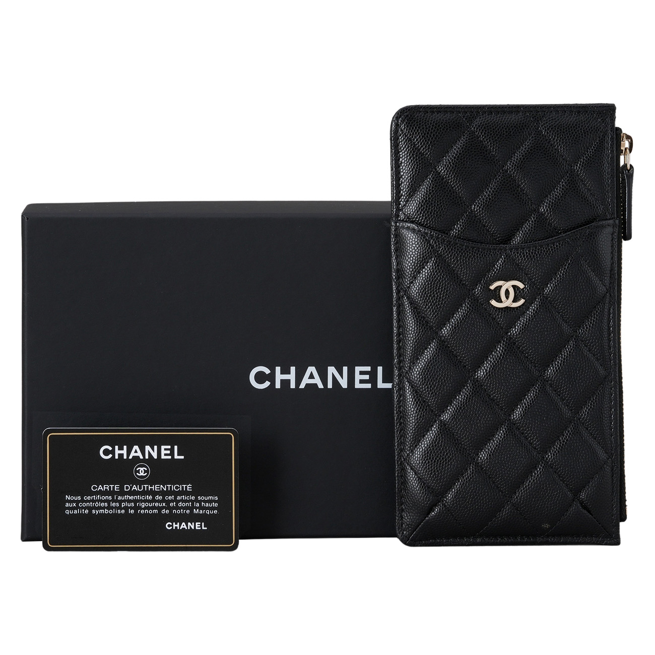 CHANEL(USED)샤넬 AP1652 캐비어 CC로고 폰홀더 카드지갑