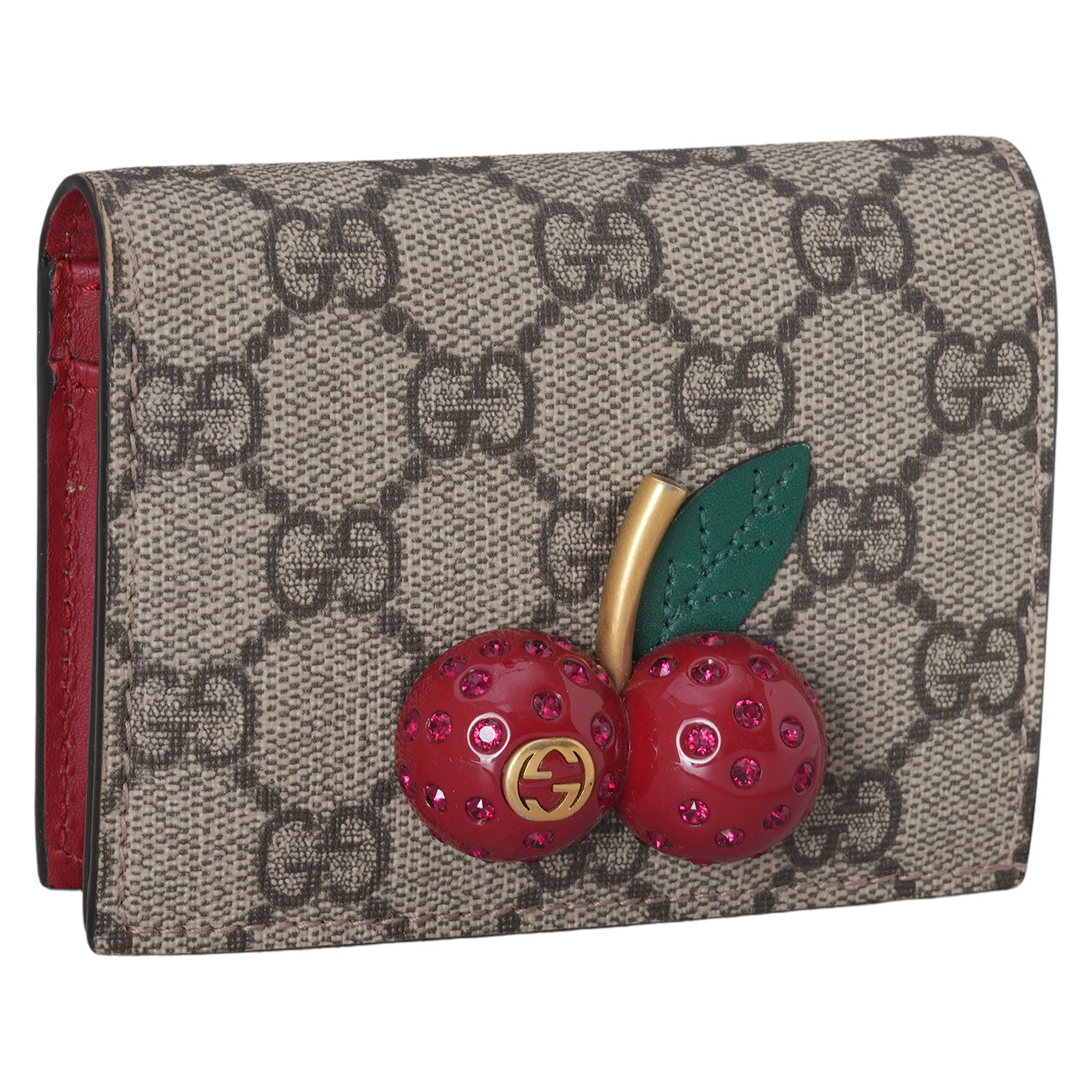 GUCCI(USED)구찌 476050 GG 수프림 체리 장식 반지갑