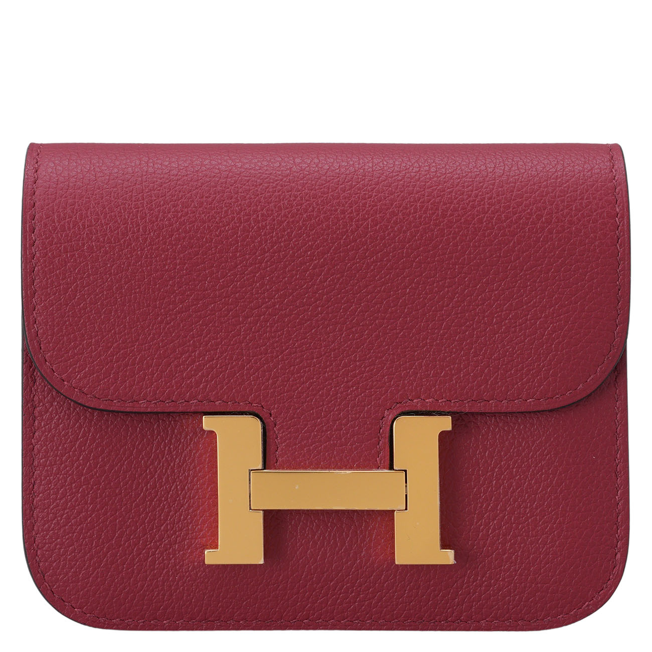 HERMES(USED)에르메스 콘스탄스 슬림 반지갑 루즈그라나 금장