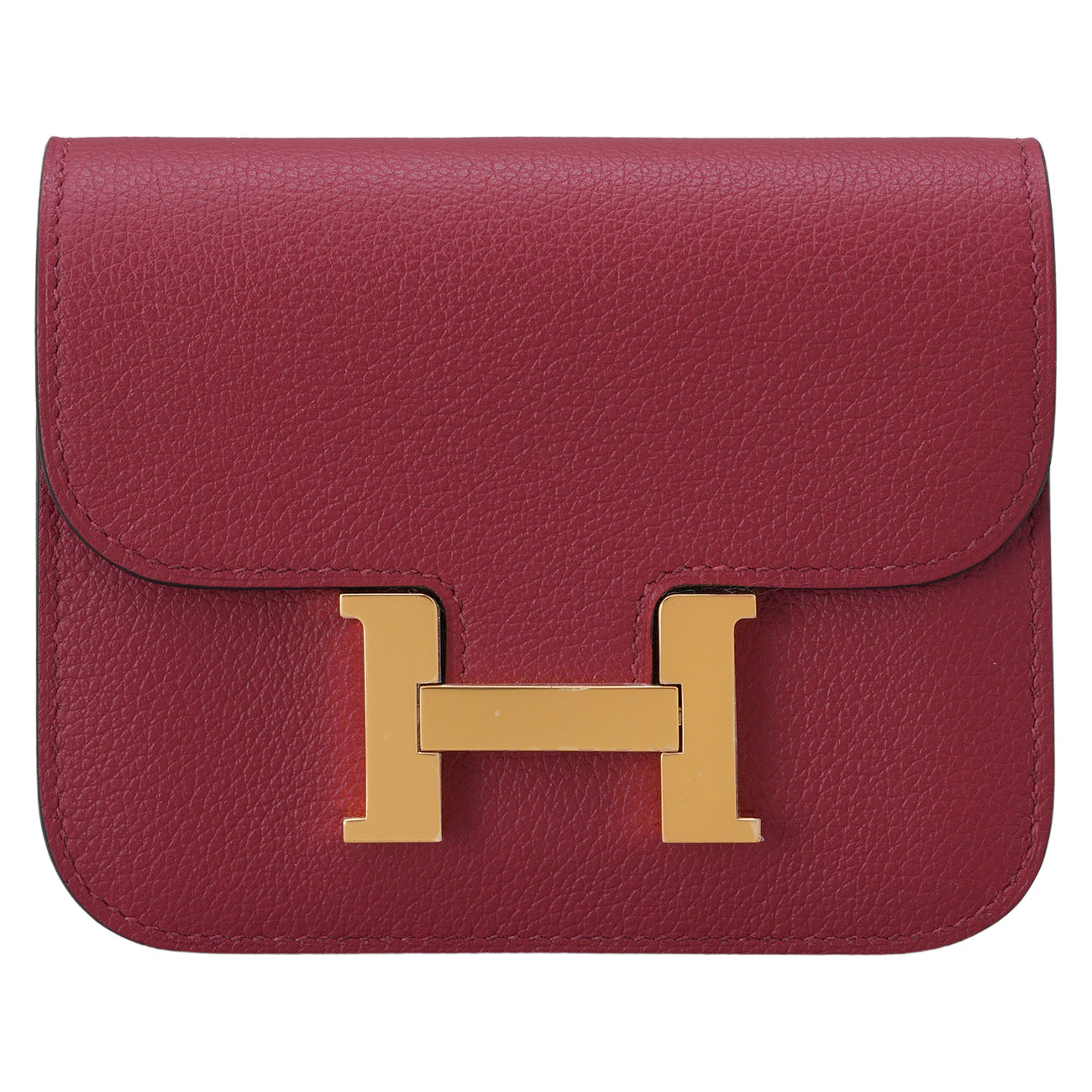HERMES(USED)에르메스 콘스탄스 슬림 반지갑 루즈그라나 금장