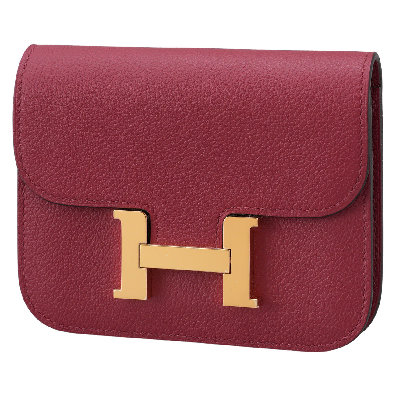 HERMES(USED)에르메스 콘스탄스 슬림 반지갑 루즈그라나 금장