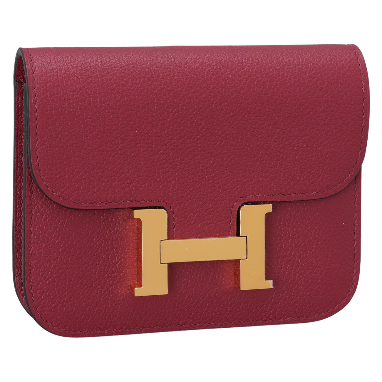 HERMES(USED)에르메스 콘스탄스 슬림 반지갑 루즈그라나 금장