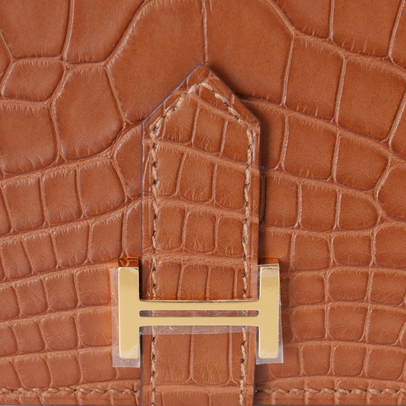 HERMES(USED)에르메스 엘리게이터 와니 베안 장지갑 금장