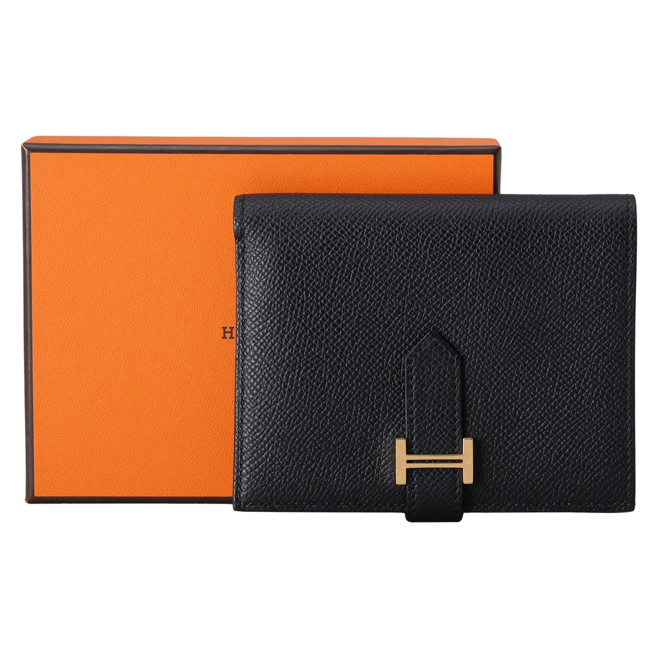 HERMES(USED)에르메스 베안 반지갑 느와 금장