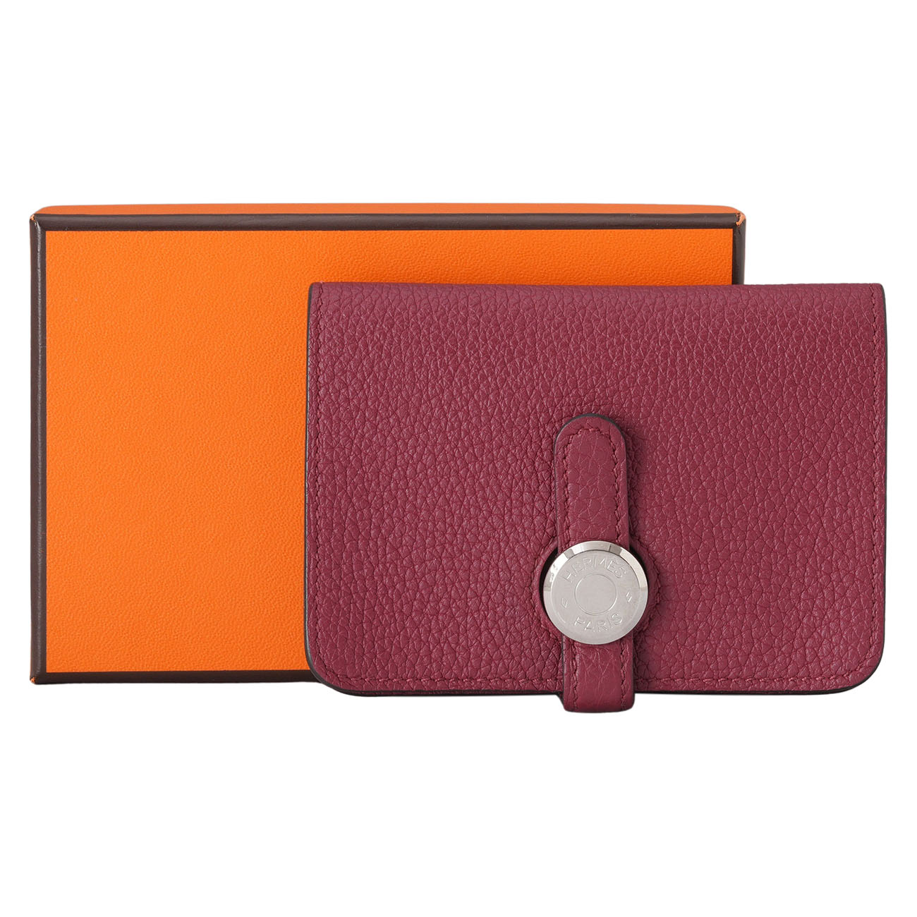 HERMES(USED)에르메스 도곤 카드지갑 루즈그라나 은장