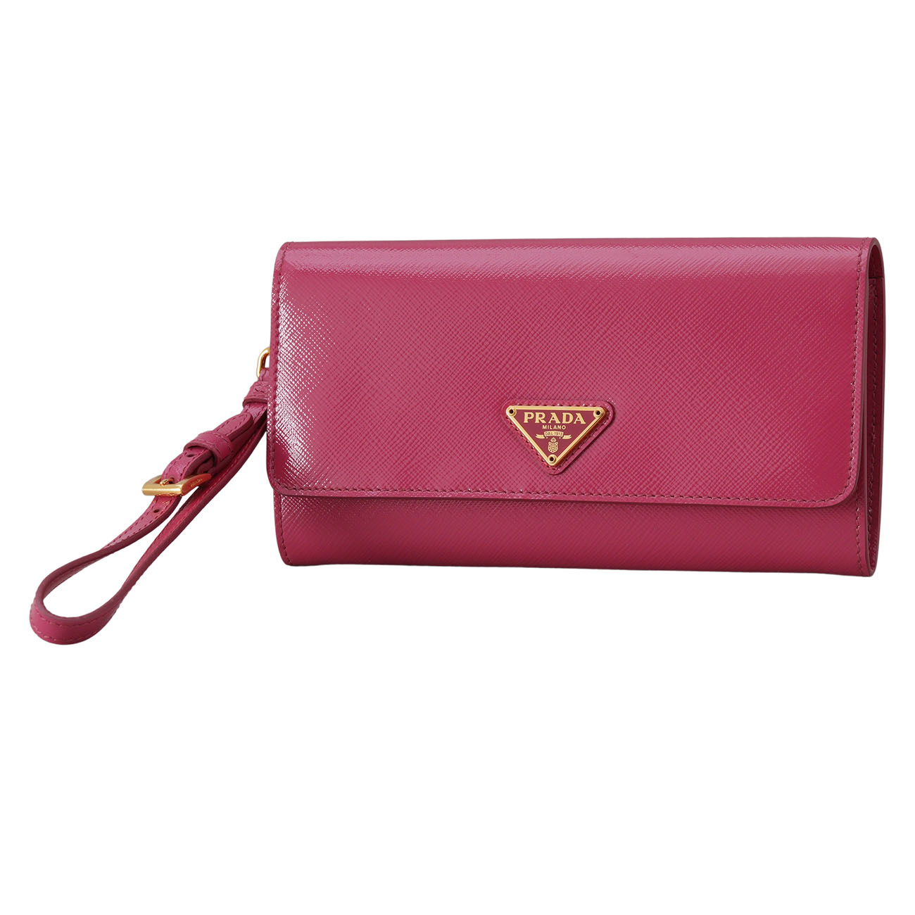 PRADA(USED)프라다 1DF003 사피아노 베르니 스트랩 장지갑