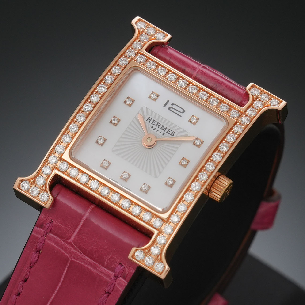 HERMES(USED)에르메스 H아워 다이아 골드 워치 HH1.271