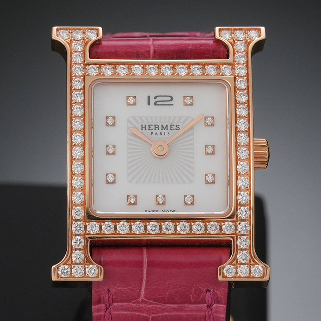 HERMES(USED)에르메스 H아워 다이아 골드 워치 HH1.271