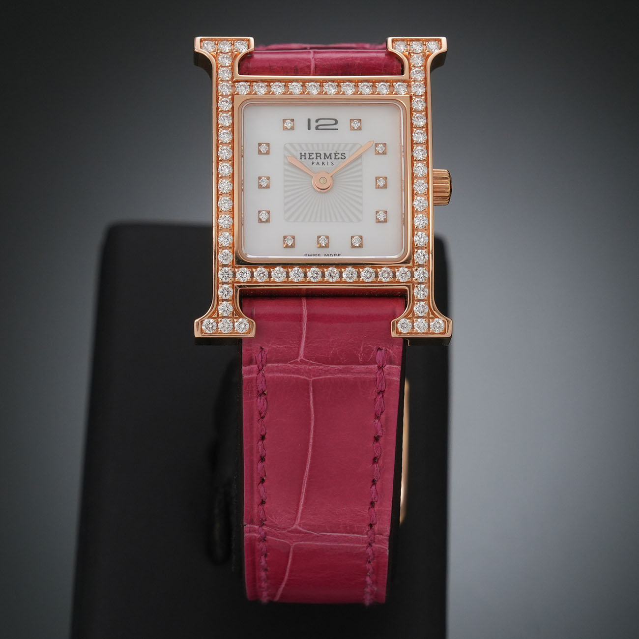 HERMES(USED)에르메스 H아워 다이아 골드 워치 HH1.271