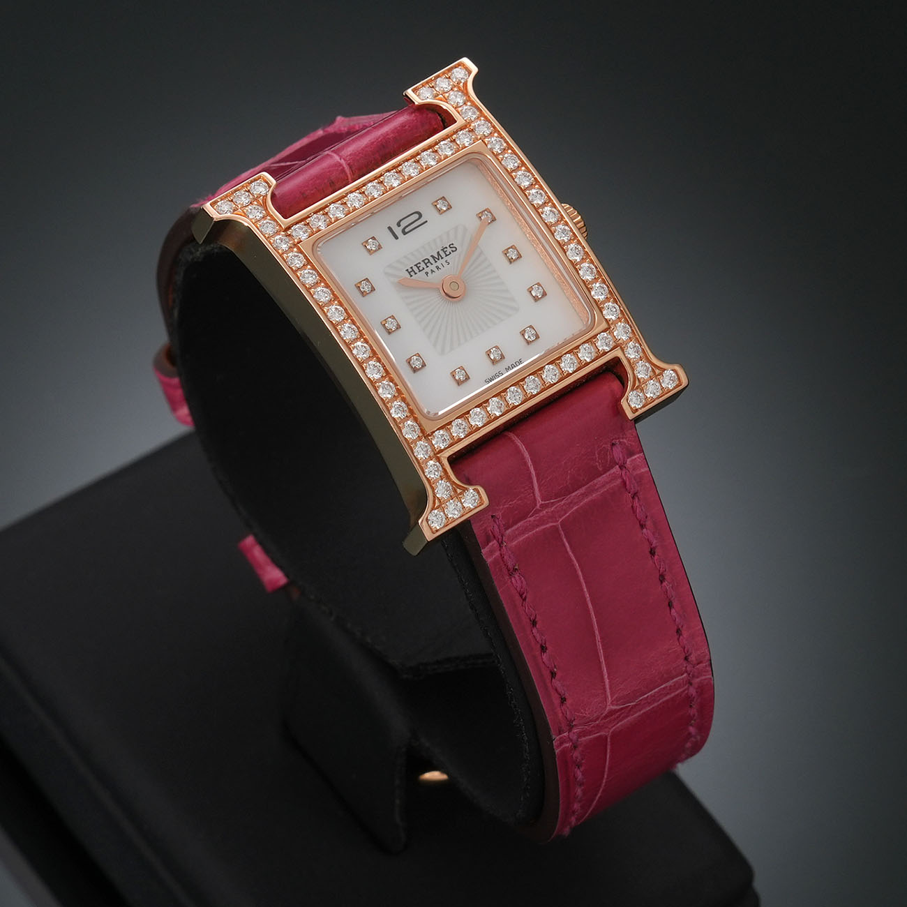 HERMES(USED)에르메스 H아워 다이아 골드 워치 HH1.271