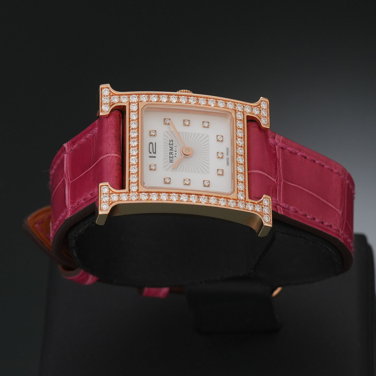 HERMES(USED)에르메스 H아워 다이아 골드 워치 HH1.271