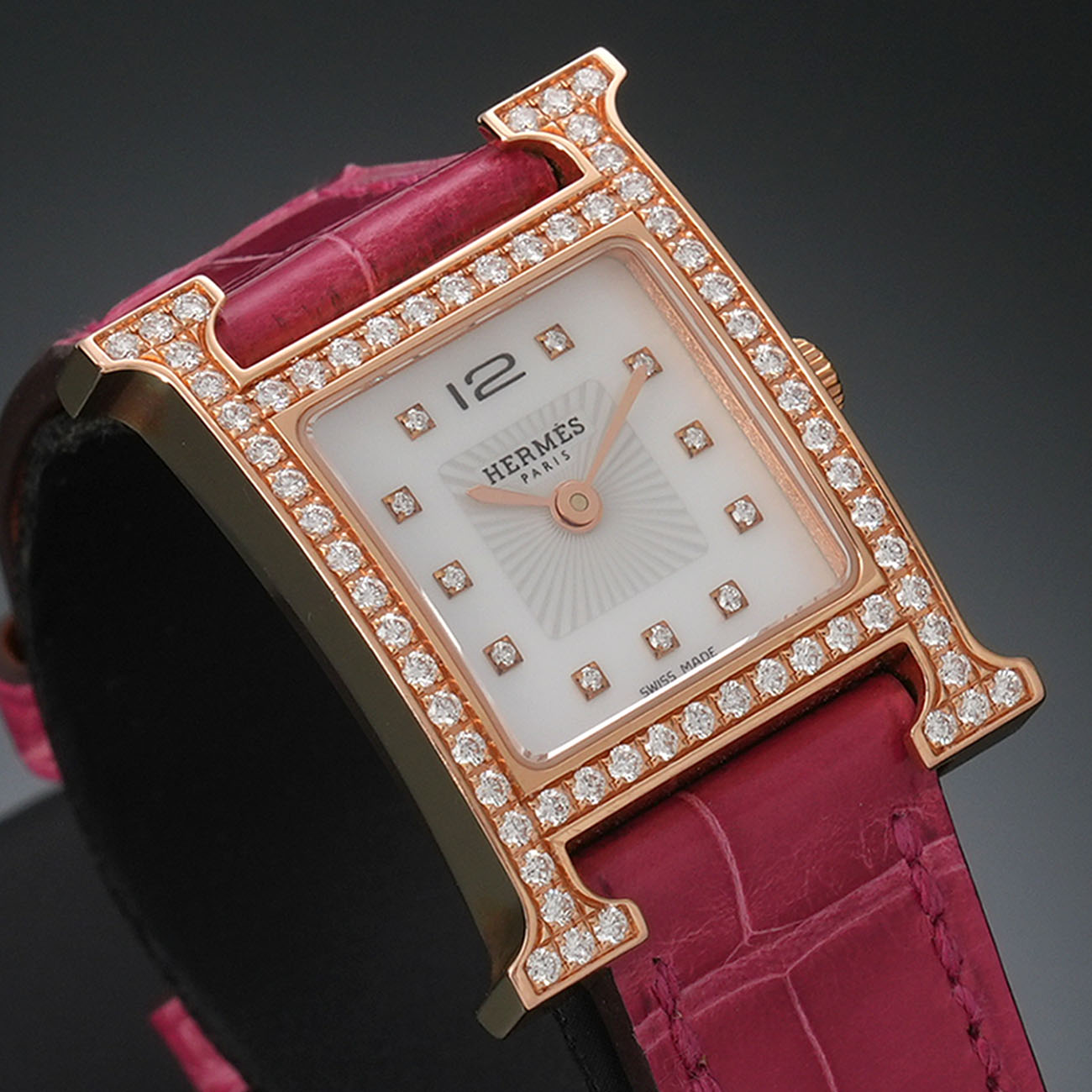 HERMES(USED)에르메스 H아워 다이아 골드 워치 HH1.271