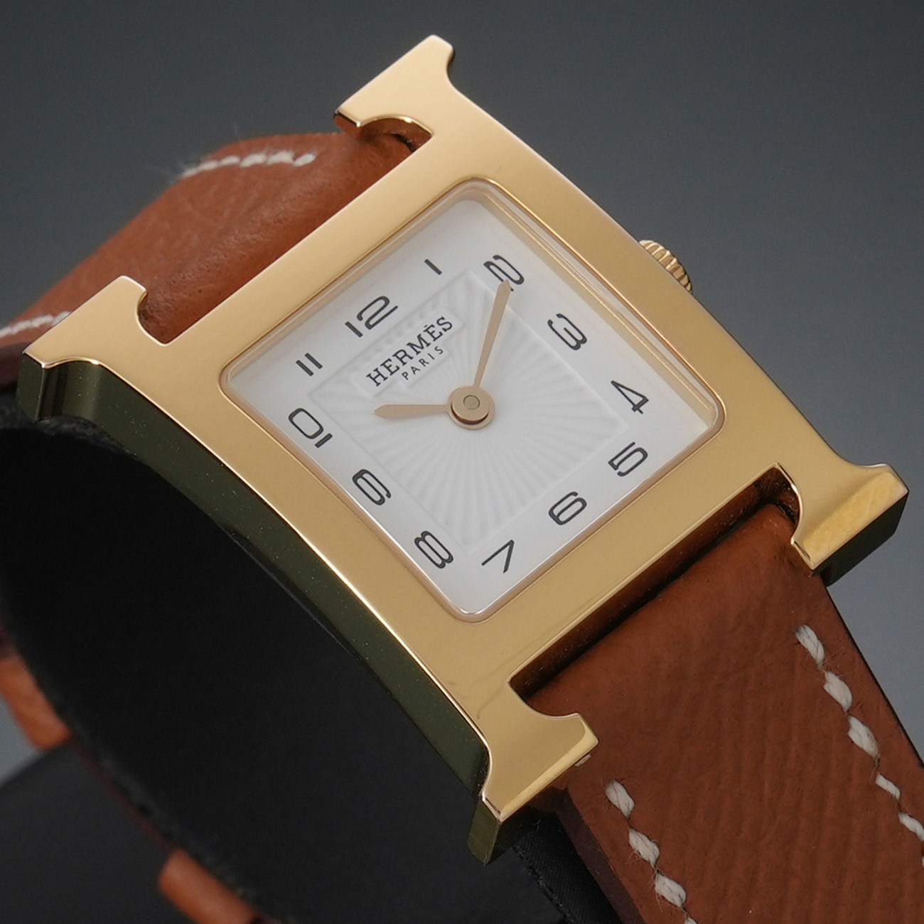 HERMES(USED)에르메스 H아워 골드 금장 HH1.201E