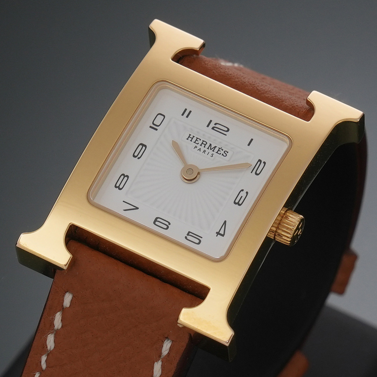 HERMES(USED)에르메스 H아워 골드 금장 HH1.201E